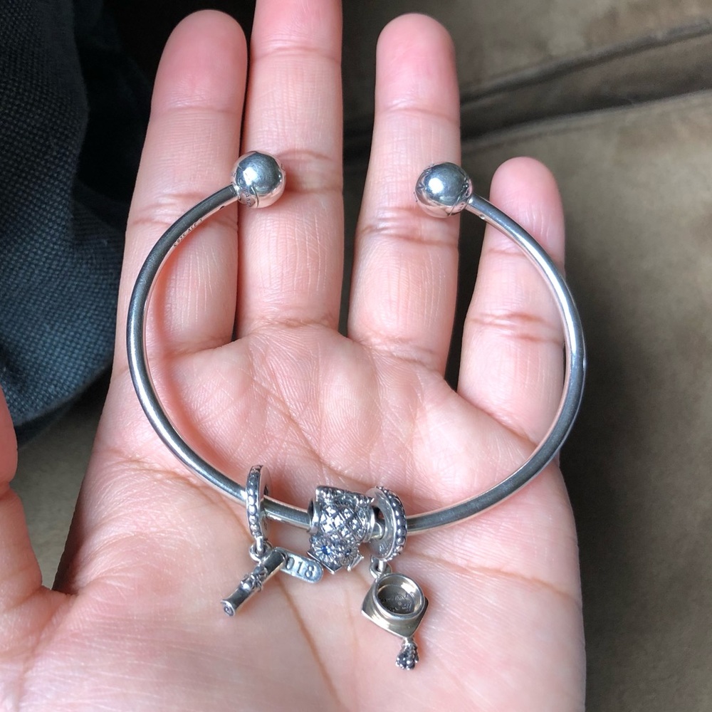 Authentic Pandora Bracelet w/ 3 Pandora Charms EUC